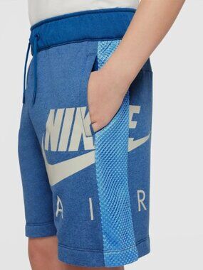Nike Air Big Kids' Boys' French Terry Shorts (Dark Marina Blue) Size XL